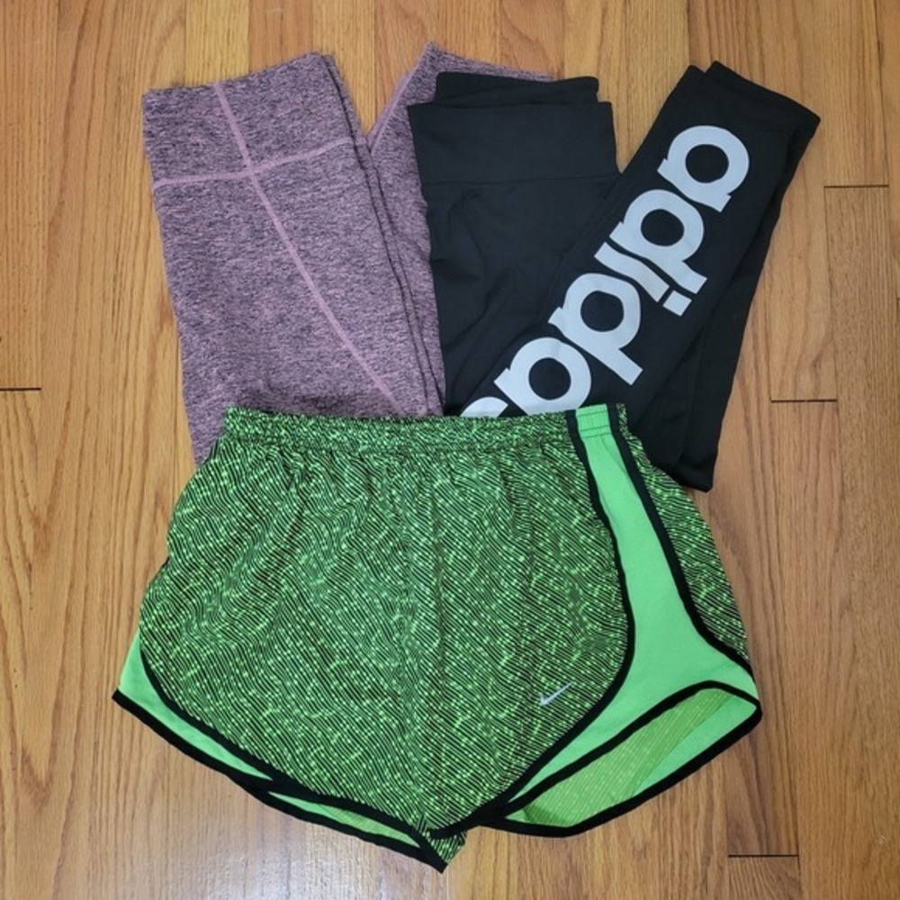 Lot Of 3 Sz‎ M Women's Athletic Bottoms Nike Dri-fit Adidas Climalite Activewear